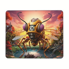 Fly Head Pattern Square Mouse Pad 20x24cm Rubber Border Slide Mouse Pad