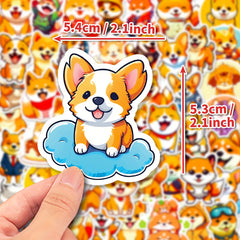 50pcs Corgi Stickers - Cute Dog Shiba Inu for Water Bottle Laptop Phone Skat