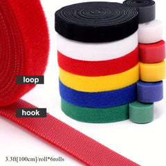 6 Rolls Hook And Loop Straps Reusable Organizer Fastening Tape