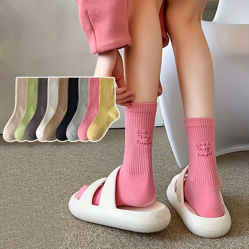 Letter Embroidery Sports Socks Women's Stockings