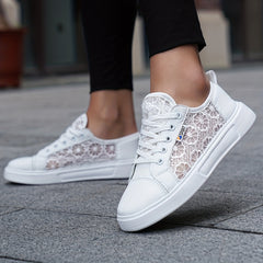 Women's Lace Skate Shoes Breathable Hollow Out Flat Sneakers