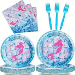 Mermaid Birthday Party Plates Napkins Tableware Set