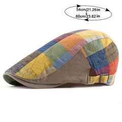 Plaid Herringbone Beret Hat for Women Men