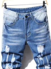 Mens Ripped Jeans Casual Distressed Denim Pants