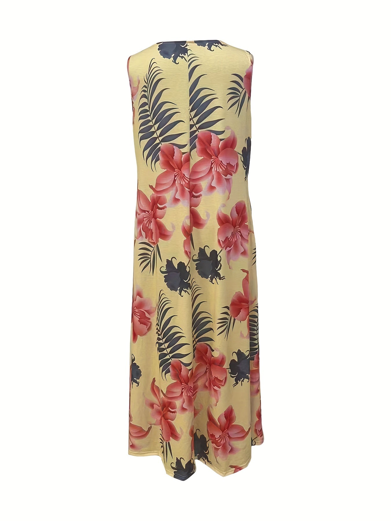 Floral Print Round Neck Maxi Tank Dress