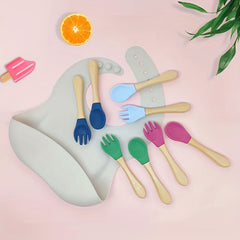 Safe Silicone Baby Fork Spoon Set