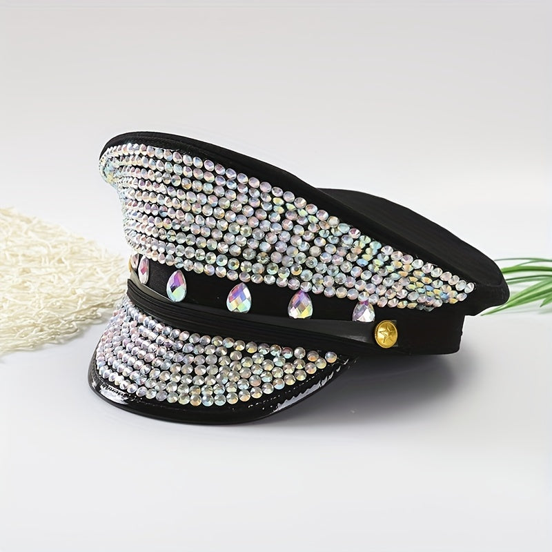 Punk Rhinestone Bride Hat Bachelorette Party Captain Caps