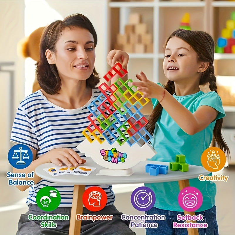 Balance Stacking Blocks Game 32pcs High Building Blocks Family Fun Party Toys