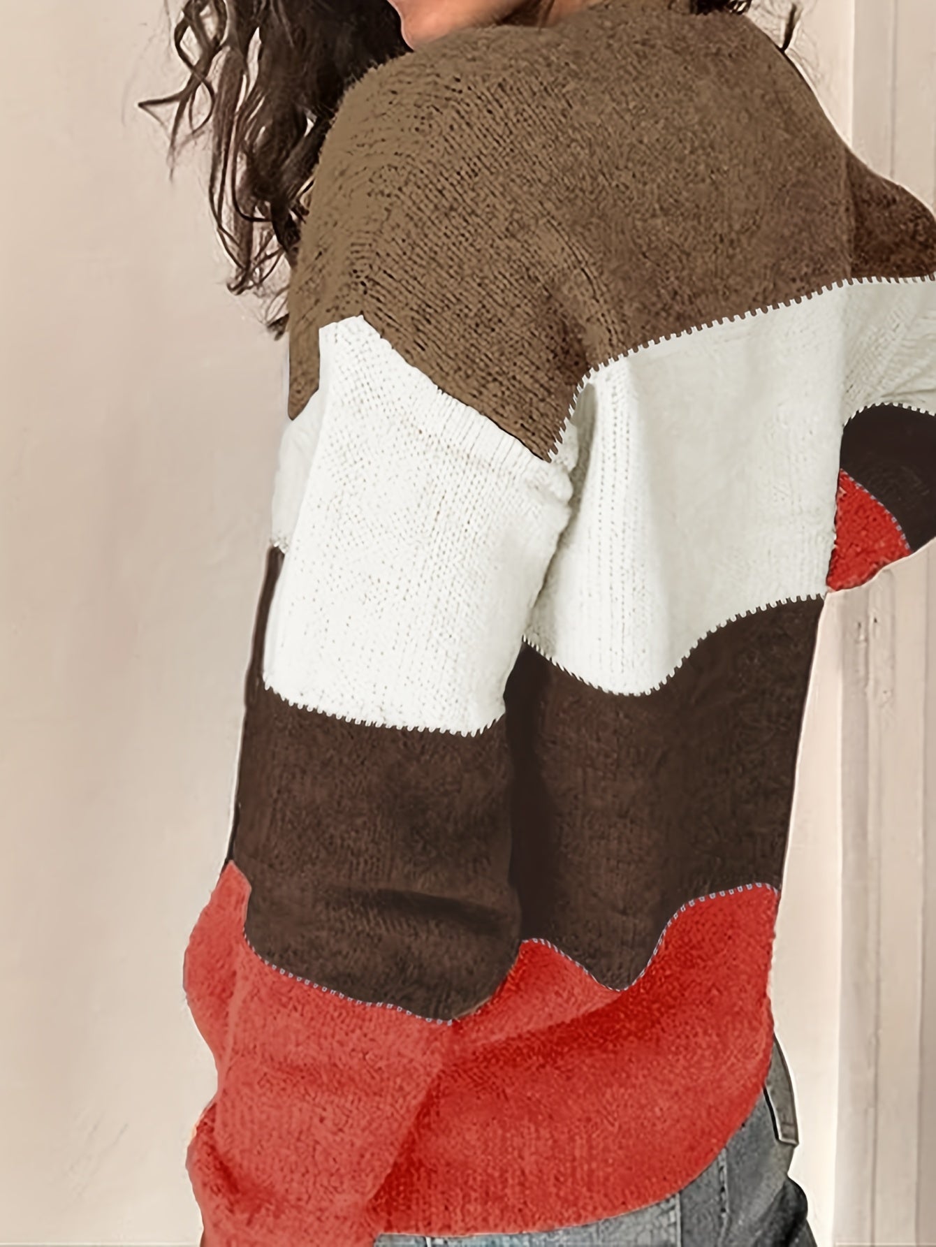 Colorblock Button Up Cardigan Long Sleeve