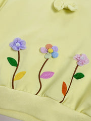 Girls' Flower & Bow Crew Neck Pullovers Soft Comfy Sweatshirt Tops