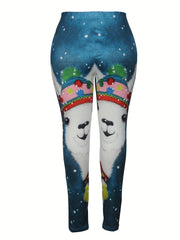 Snowman Print High Rise Leggings