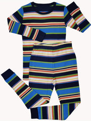 Boys 2pcs Pajamas Set Long Sleeve Top & Pants Stripe Print Comfortable Homewear