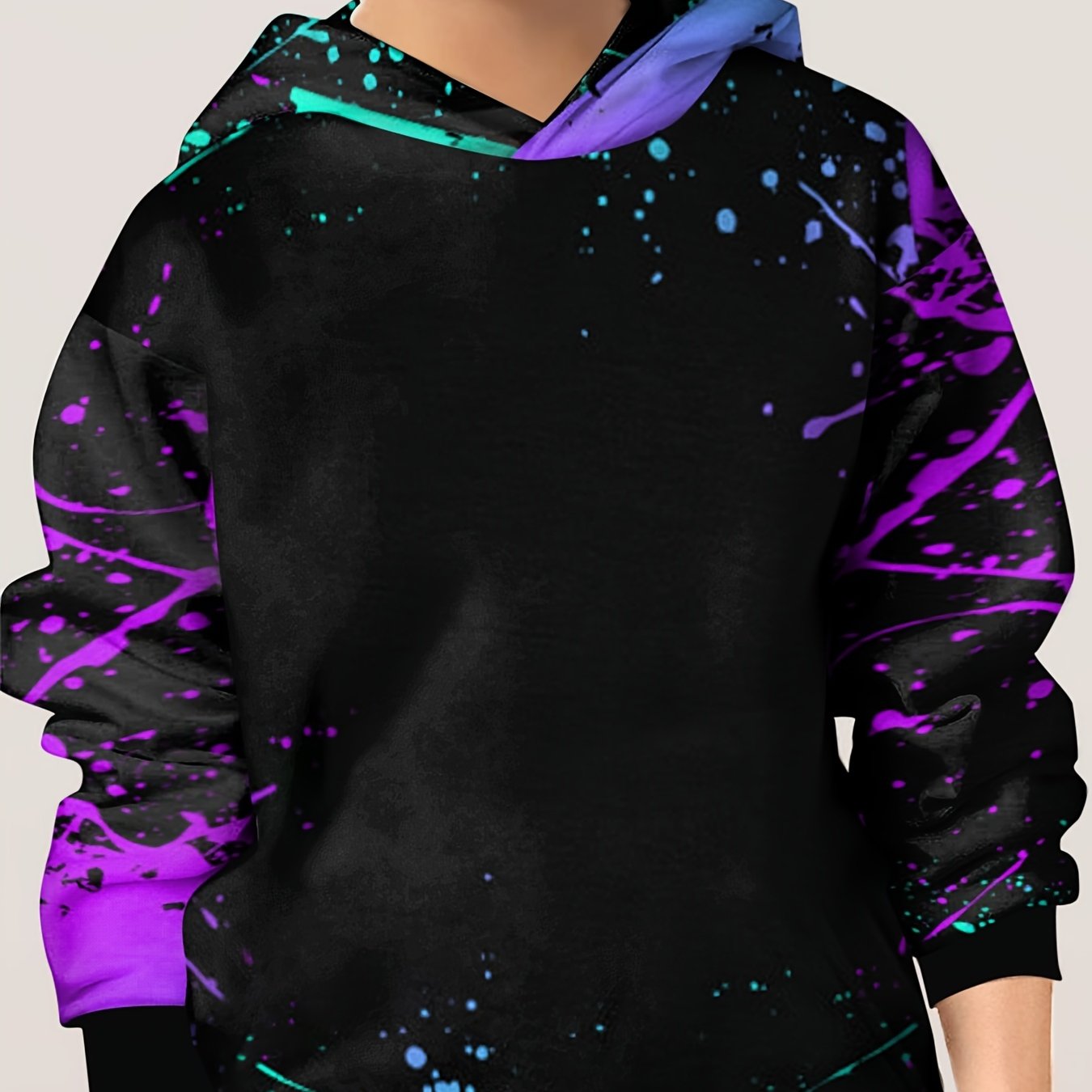 Colorful Paint Pattern Hoodie Kids Unisex Pullover Casual Hooded Long Sleeve Top