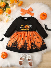 Baby Girl's Halloween Outfit Pumpkin Princess Dress Set