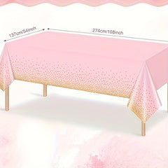 Pink & Gold Confetti Polka Dot Plastic Tablecloth for Parties