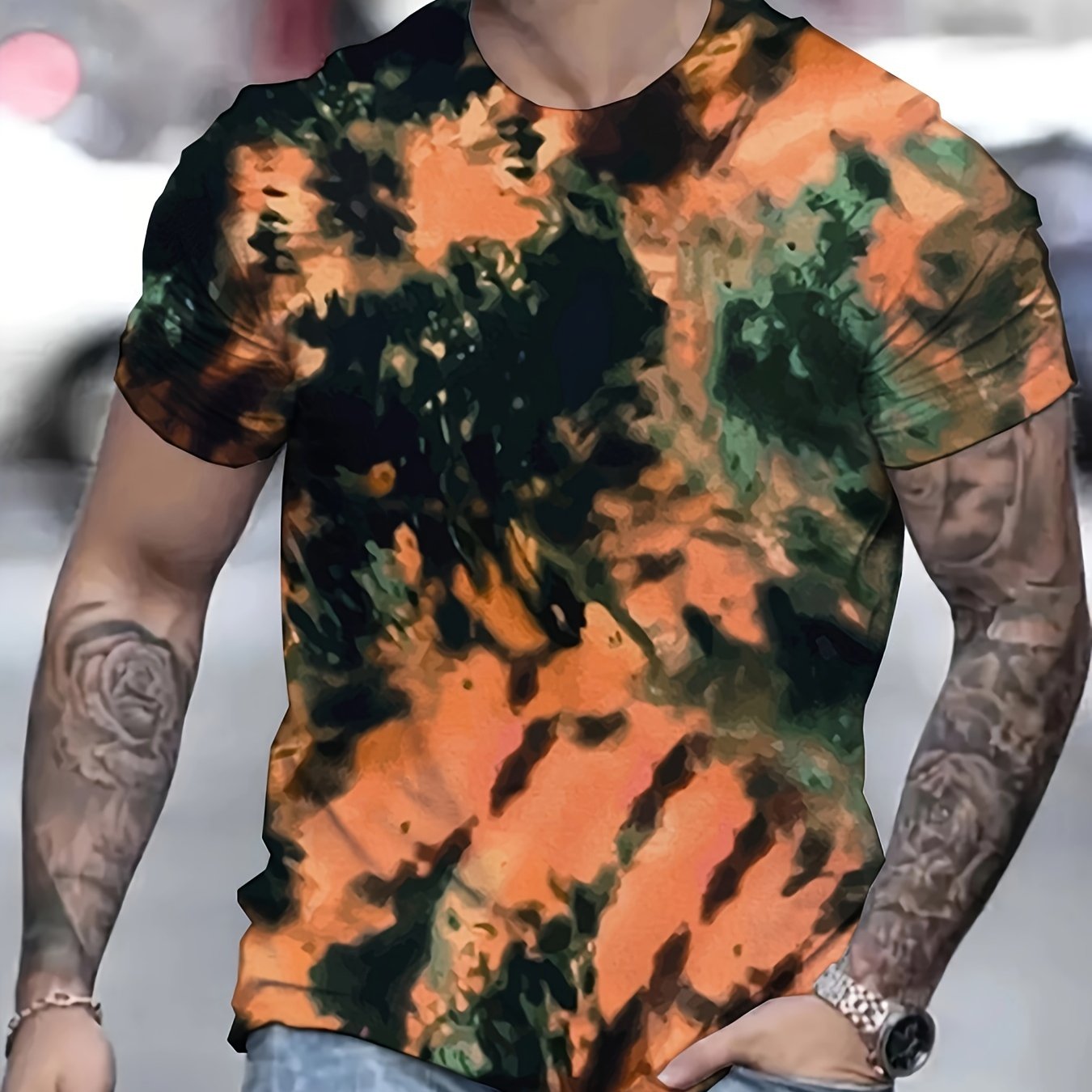 Men's Tie Dye Stretch Tee Shirt for Summer