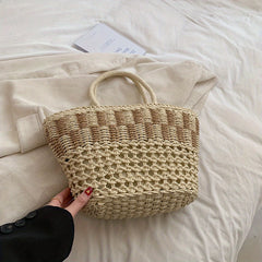 Vintage Rattan Holiday Tote Bag Summer Beach Shoulder Bag