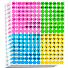1920pcs Garage Sale Pre-Priced Labels Neon Colors Flea Market Stickers