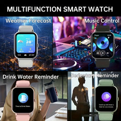 SIDAKEYE Unisex Smartwatch Wireless Music Calls 25 Life Square Display
