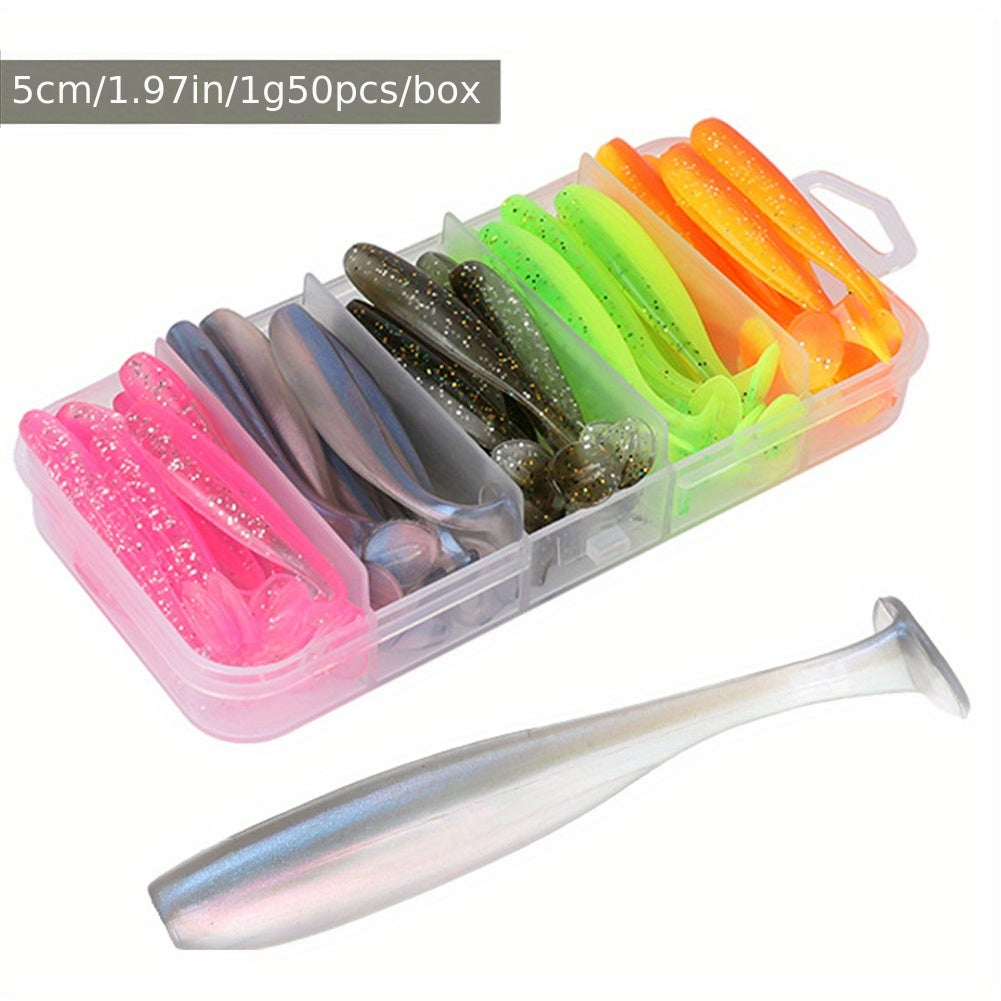 50pcs Soft Fishing Lure 50pcs Paddle Tail Swimbaits