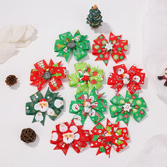 6pcs Baby Girls Christmas Hair Accessories with Bow Hair Clips