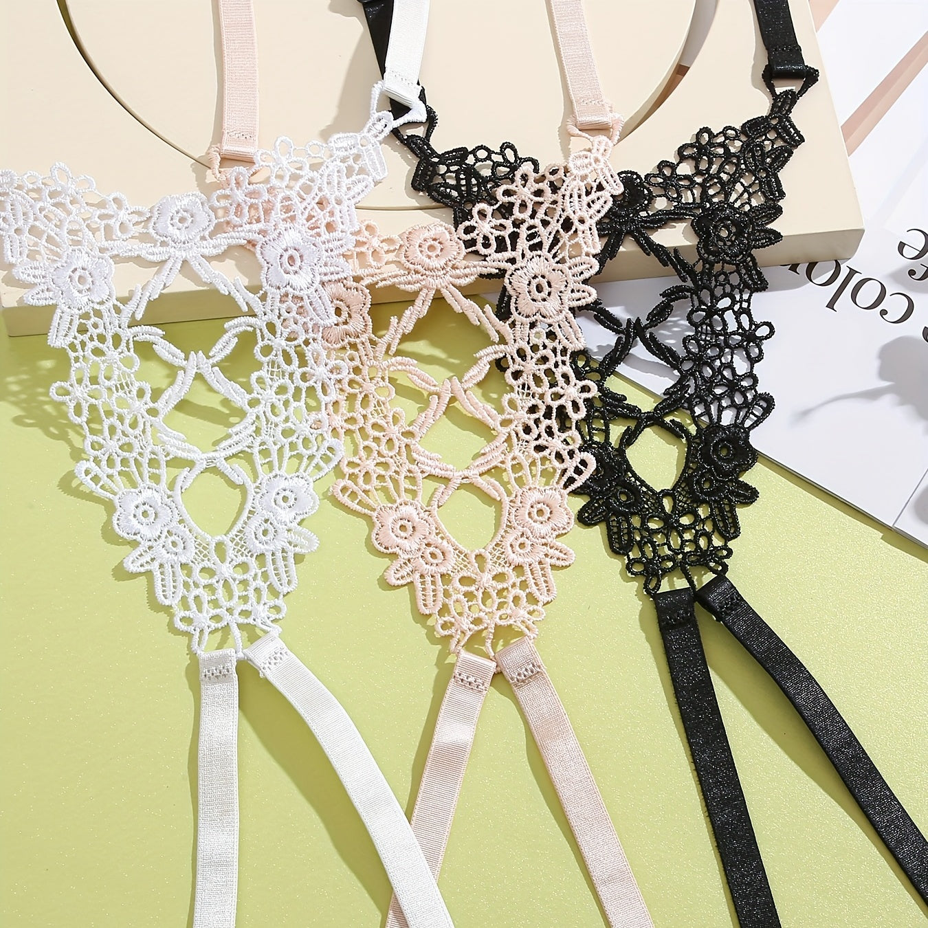Lace Embroidery Shoulder Straps Criss Cross Back Adjustable Underwear Straps