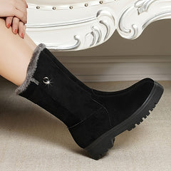 Women's Winter Boots Faux Fur Lined Flat Heel Zipper Comfortable Walking Boots