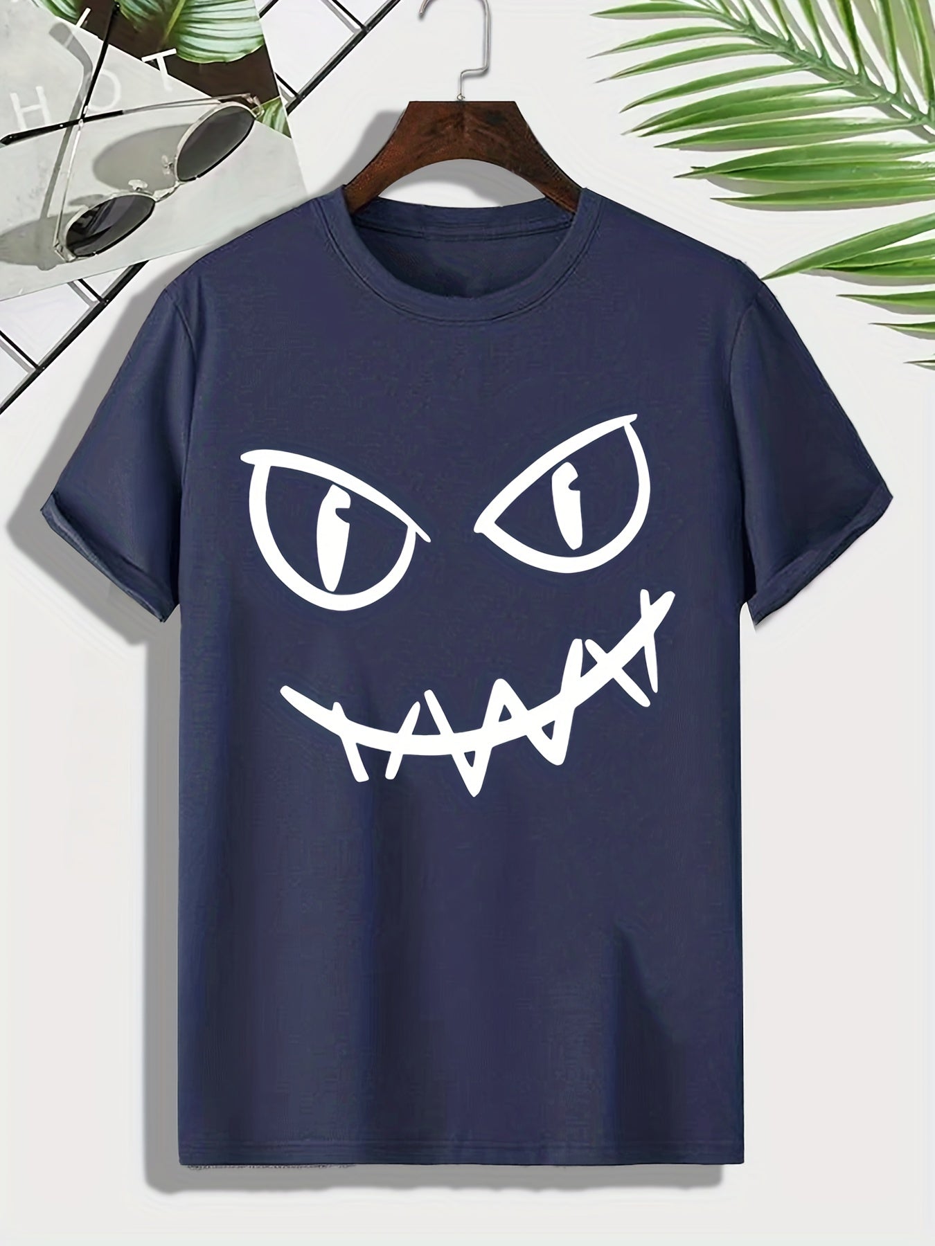 Men's Graffiti Face Print T shirt Active Breathable Tee