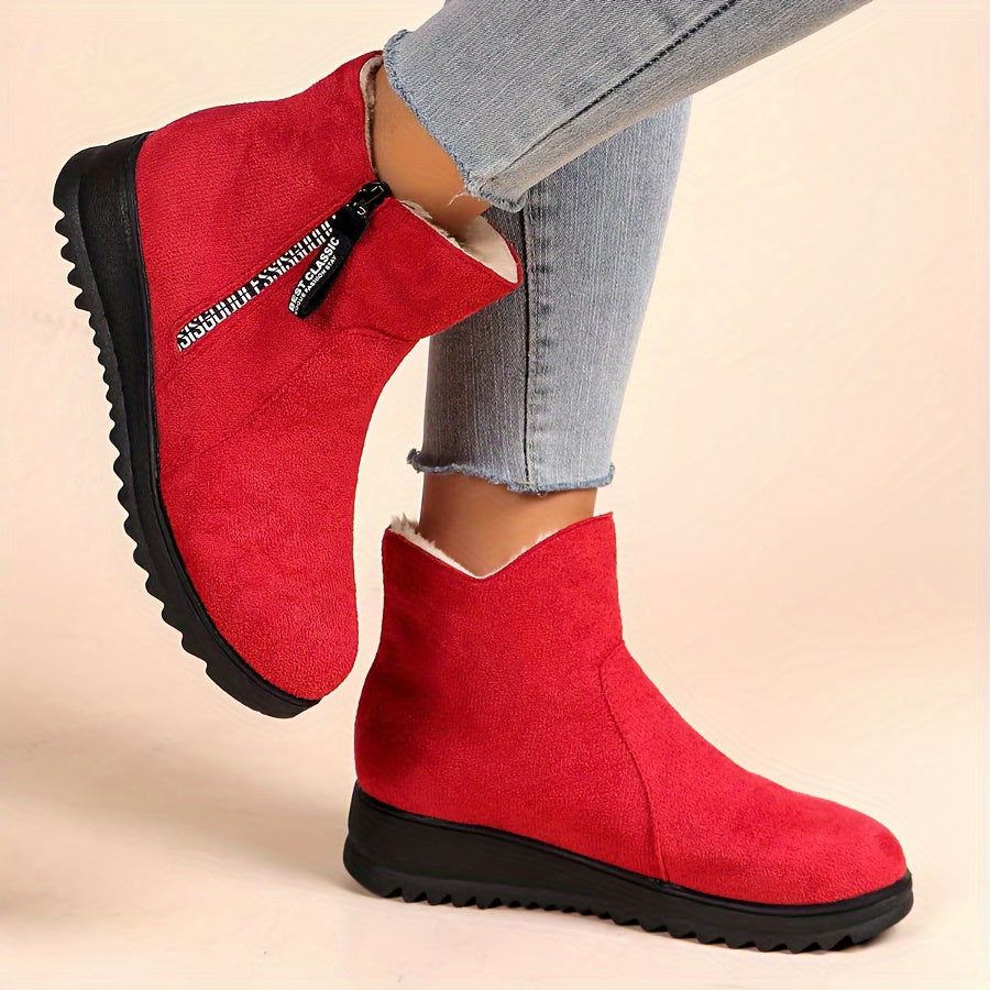 Non-slip Thickened Warm Fleece Lined Snow Boots - Winter Warm Solid