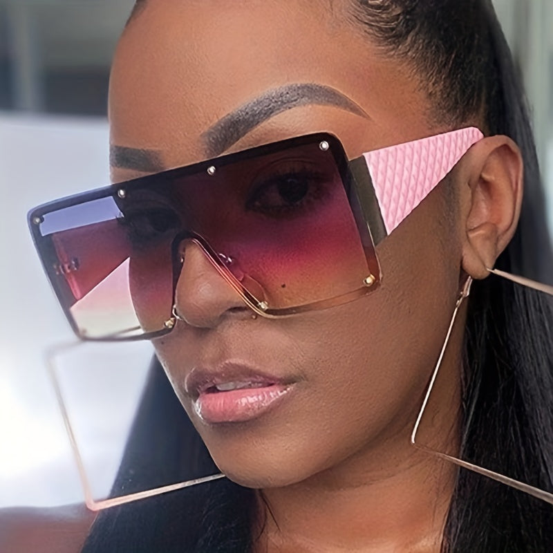 Y2K Gradient UV400 One Piece Sunglasses with Rivets