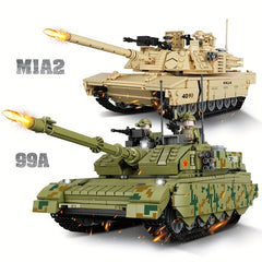 Tank Series M1A2 Leopard 2 T14 DF41 99A Building Block Model Toys