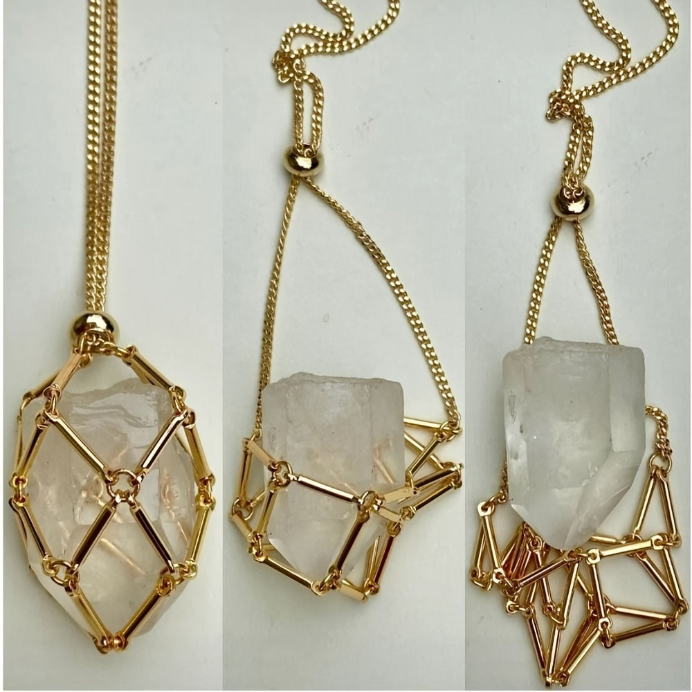 Crystal Holder Cage Copper Necklace DIY Jewelry