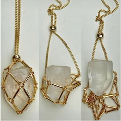 Crystal Holder Cage Copper Necklace DIY Jewelry
