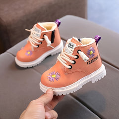 JIAGEYA Flower Embroidered Boots Lightweight Non-slip Warm Plus Fleece Boots