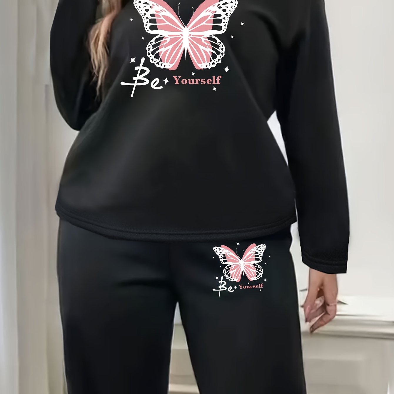 Butterfly Print Fleece Lounge Set