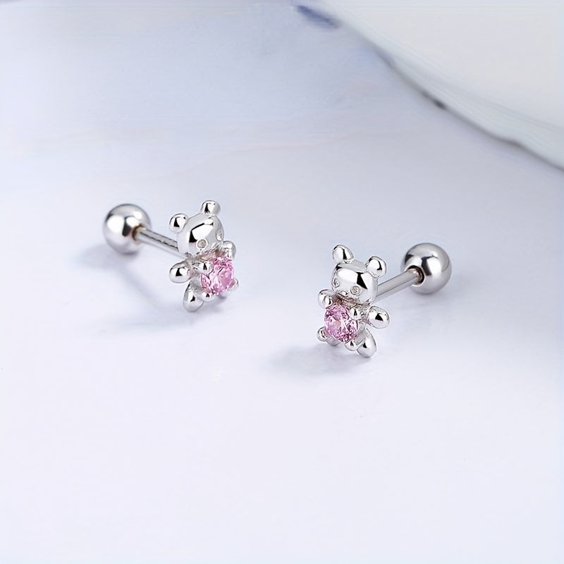 S925 Sterling Silver Bear Earstuds