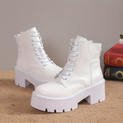 Women's Chunky Heel Platform Combat Boots
