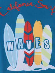 Boys Surfboard Print Swimming Suit Trunks & Tops For Beach Vacation