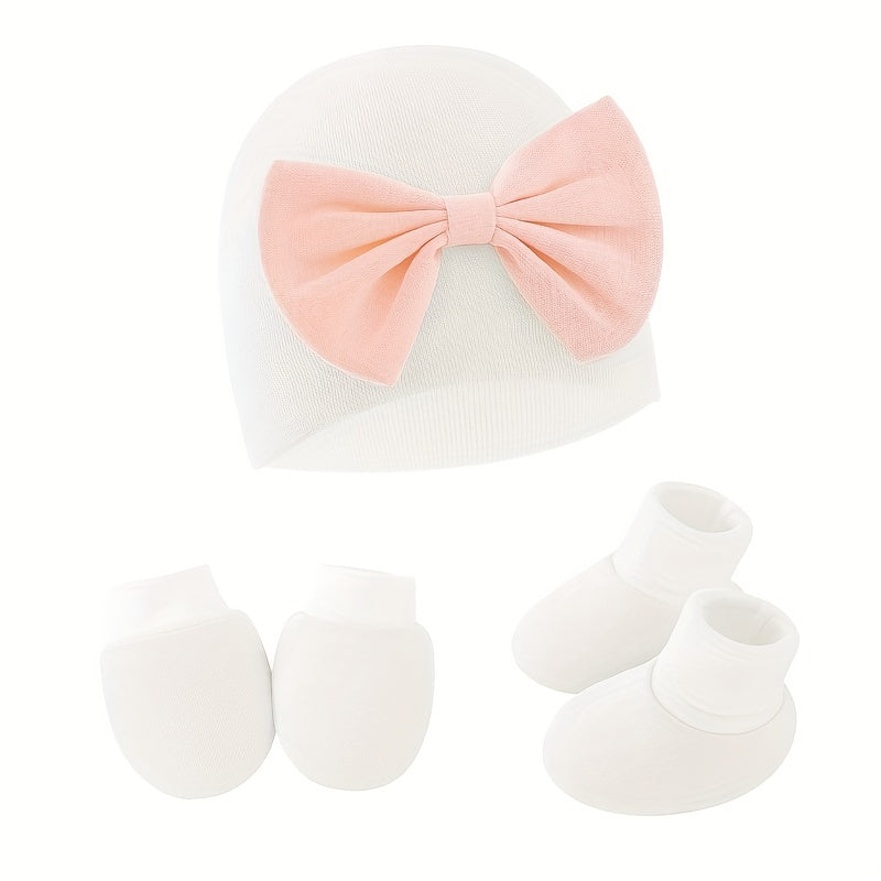 Newborn Baby Hat And Mittens & Toddler Beanie Cap & Non Slip Socks