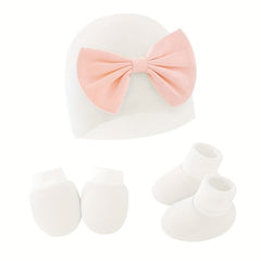 Newborn Baby Hat And Mittens & Toddler Beanie Cap & Non Slip Socks