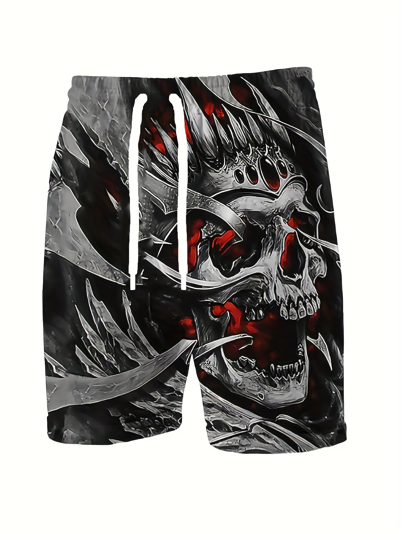 Skull Pattern Comfy Shorts Men's Casual Elastic Waist Drawstring Shorts