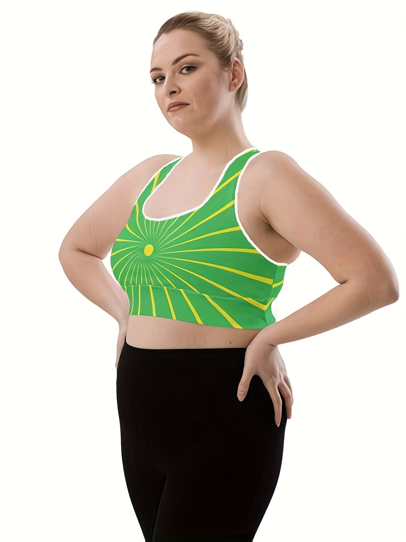 Sports Bra Women's Plus Random Print Round Neck