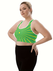 Sports Bra Women's Plus Random Print Round Neck