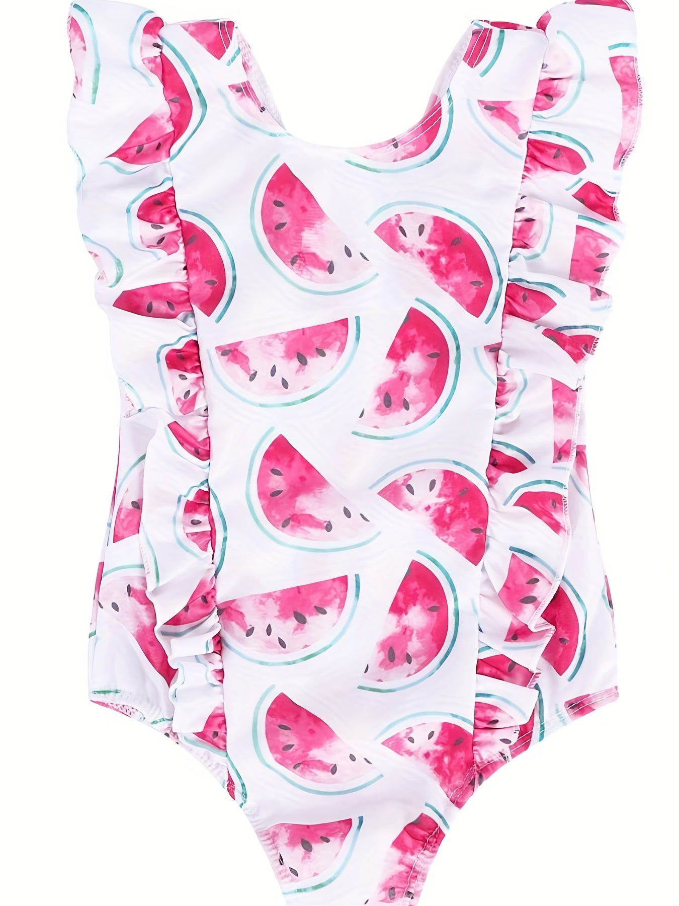 Watermelon Flutter Sleeve Onesie Swimsuit for Babies
