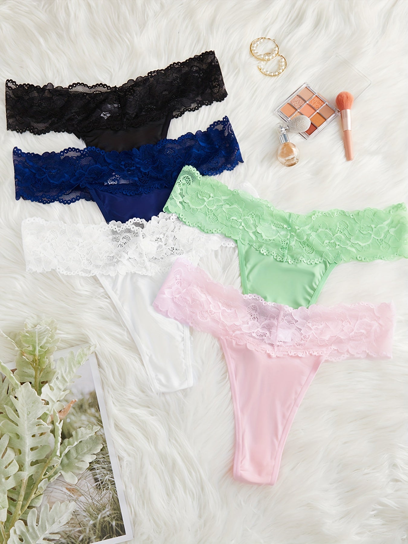 5-Pack Plus Size Sexy Panties Set Women's Plus Floral Lace Seamless Underwear