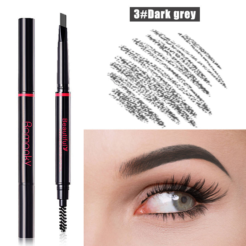 ROMANKY Eyebrow Pencils Double Headed, No Smudge, Beginner Makeup Pencils