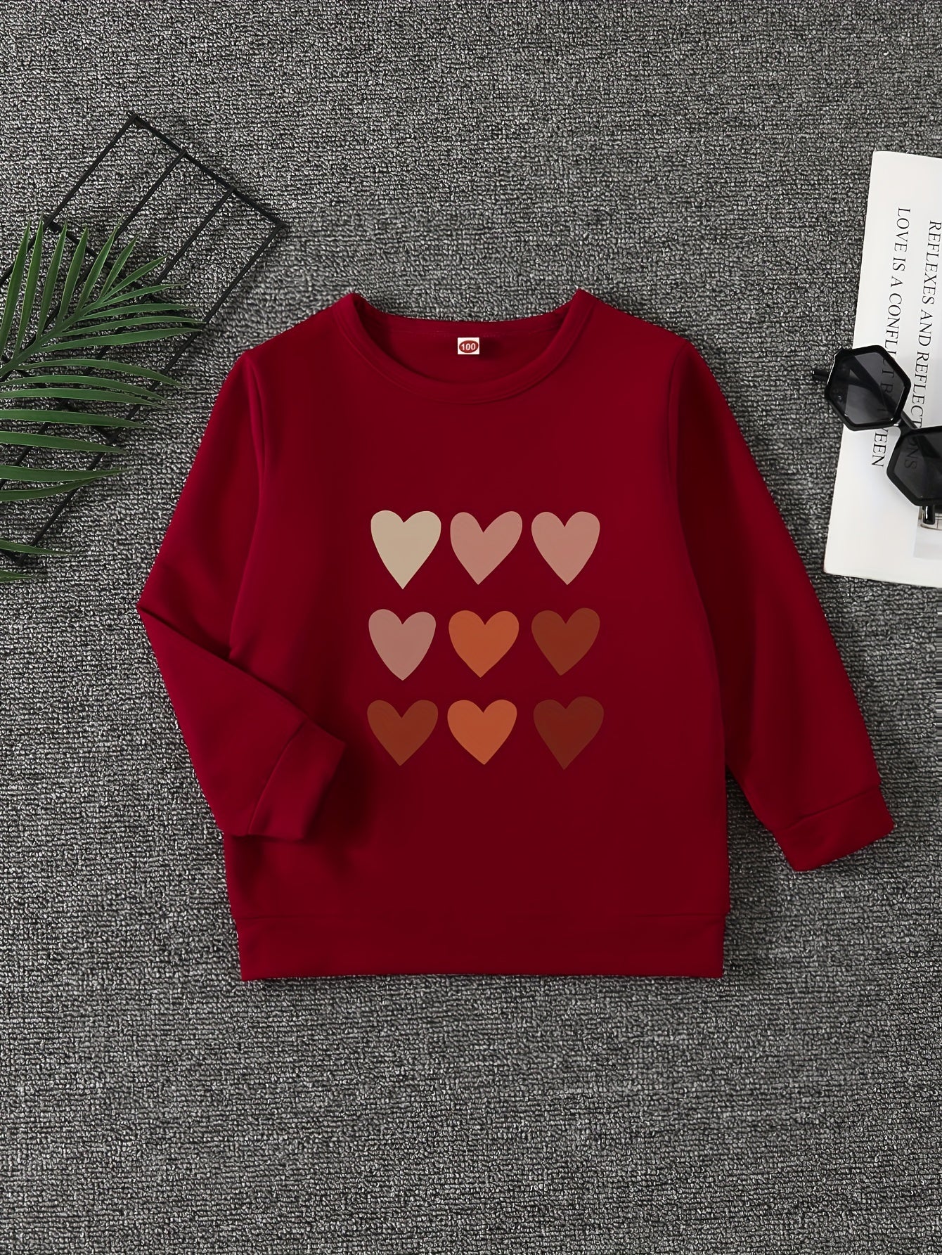 Girls' Hearts Graphic Sweatshirt Pullovers Long Sleeve Tops