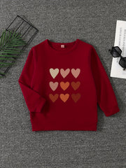 Girls' Hearts Graphic Sweatshirt Pullovers Long Sleeve Tops