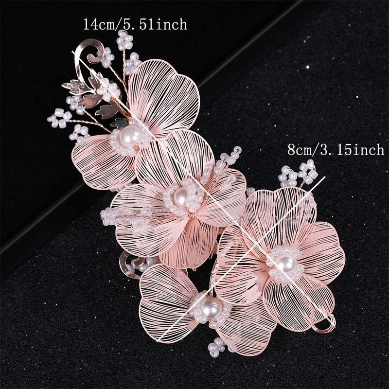 Bridal Wedding Headband Flower Faux Pearl Hairpin Hair Accessories
