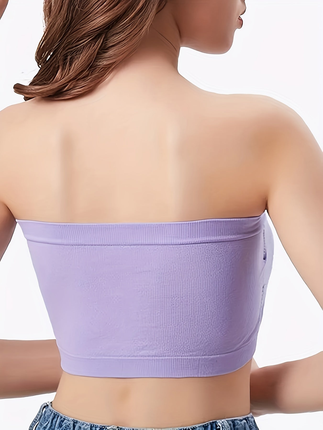 4pcs Seamless Bandeau Bras Soft Strapless Stretch Bra Women's Lingerie